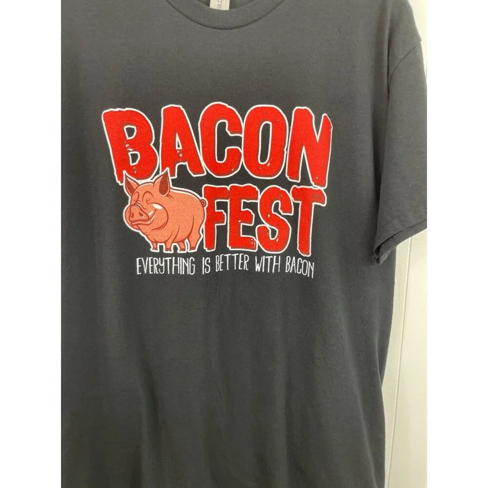 Dayton Ohio Bacon Fest Black Short Sleeve Graphic T-shirt Mens Size Large - Picture 4 of 7